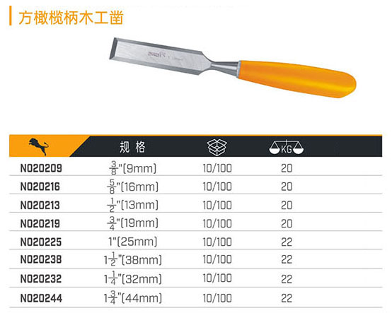 方橄欖柄木工鑿