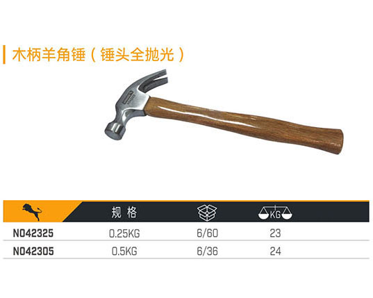 N042325 N042305 木柄羊角錘（錘頭全拋光）