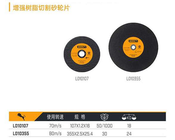 L010107 L010355 增強(qiáng)樹脂切割砂輪片