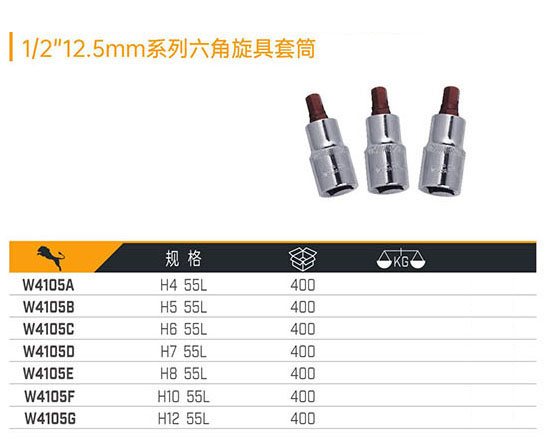 1／2＂12.5mm系列六角旋具套筒