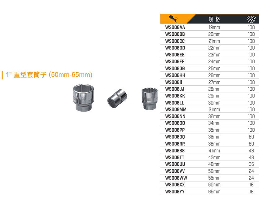 1＂重型套筒子（50mm-60mm）