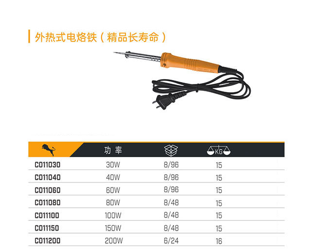 C011030 C011040 C011060 C011080 C011100 C011150 C011200 外熱式電烙鐵（精品長壽面）